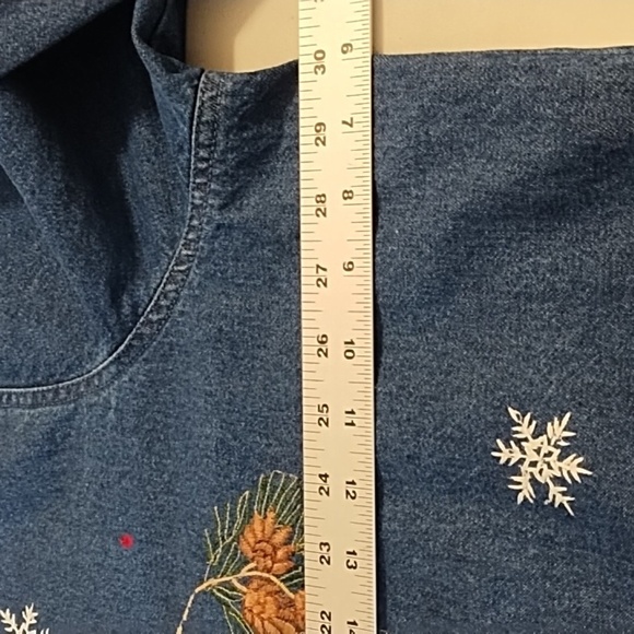 NorthCrest Winter Denim Barn Coat Chore Jacket Embroidery Appliques 26/28 - Picture 7 of 12